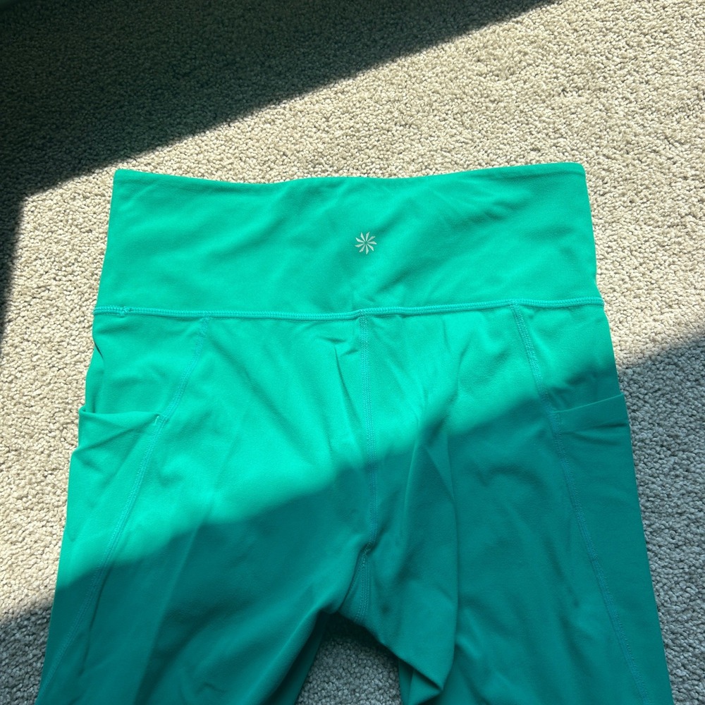 Athleta Salutation Stash Pocket Leggings Emerald Green Powervita Yoga Pants M